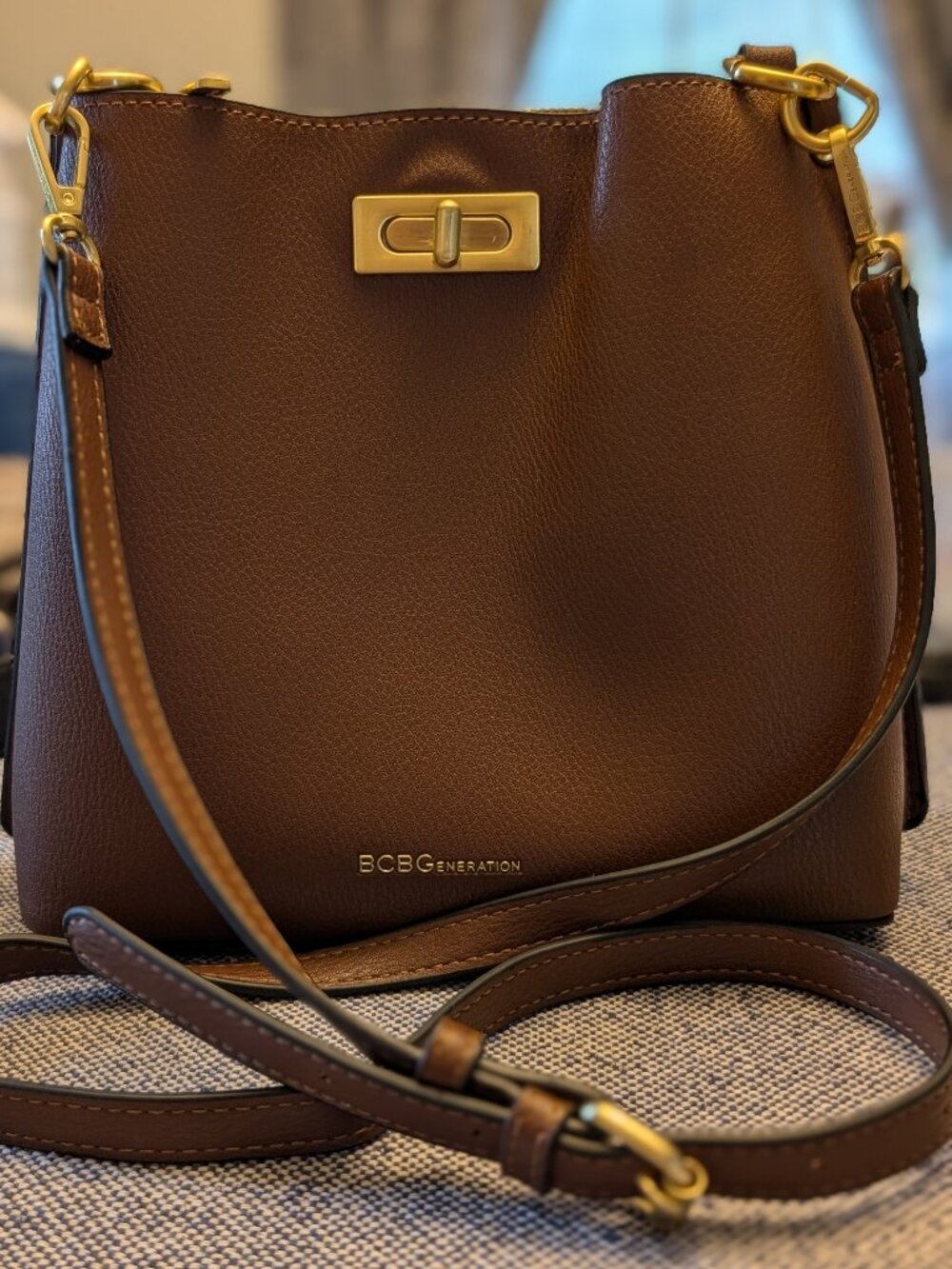BCBGeneration Triple Entry Turnlock Bucket Bag